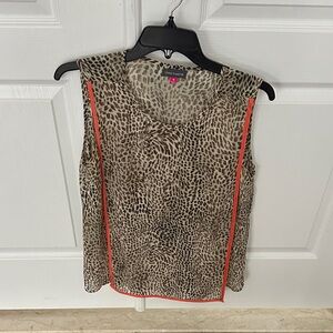 Vince Camuto Animal Print Blouse with Red Accents